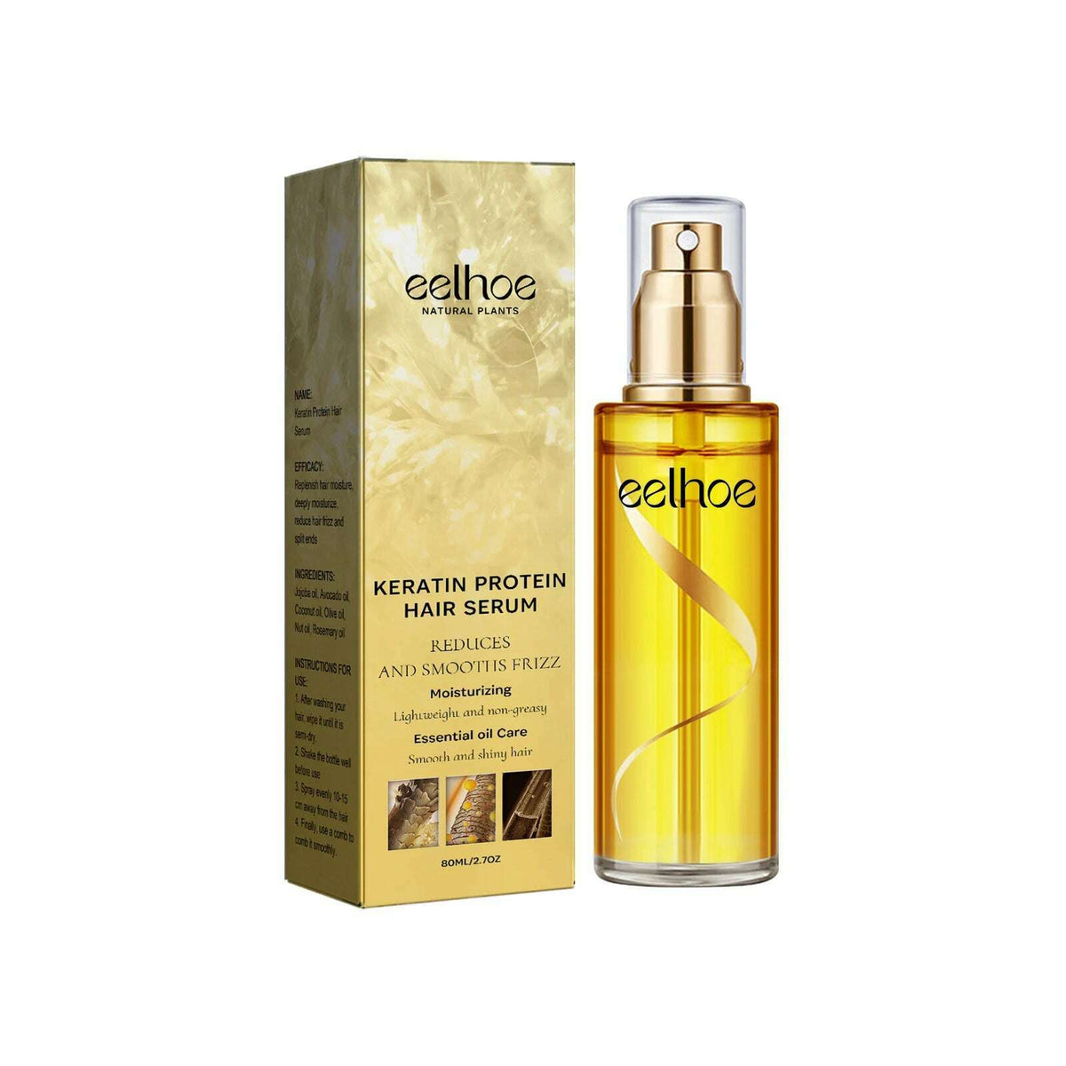 Natural Hair Growth Keratin Hair Care Essence Spray Repair Improve Dry Curly Hair Smooth Hair Growing Serum Oil