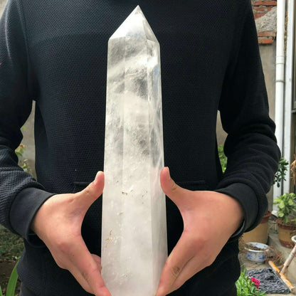Natural White Quartz Hand Carved Crystal Tower Wand Reiki Healing