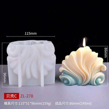 New 3D Shell shaped candle silicone mold wave striped shell cake chocolate silicone mold soap mold water wave shell candle molds
