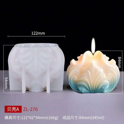 New 3D Shell shaped candle silicone mold wave striped shell cake chocolate silicone mold soap mold water wave shell candle molds