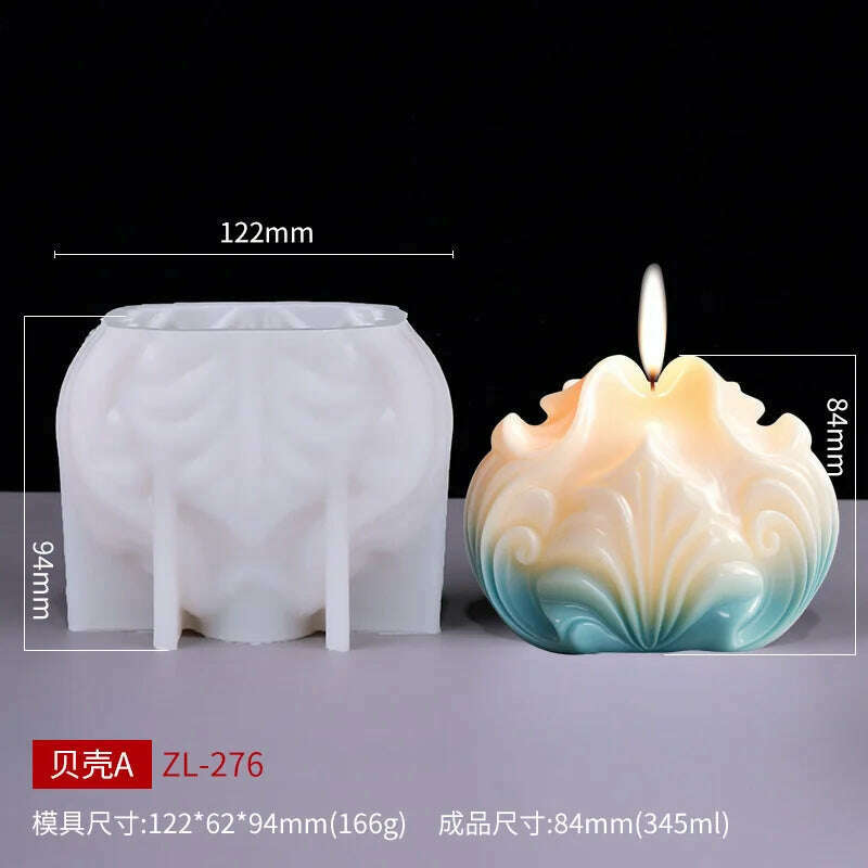 New 3D Shell shaped candle silicone mold wave striped shell cake chocolate silicone mold soap mold water wave shell candle molds