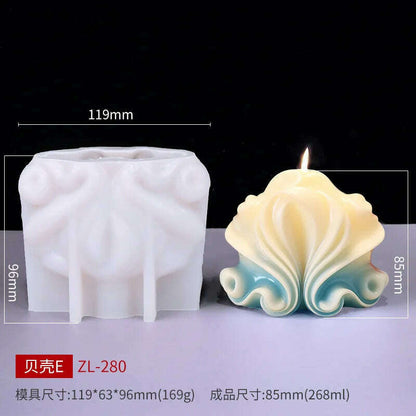 New 3D Shell shaped candle silicone mold wave striped shell cake chocolate silicone mold soap mold water wave shell candle molds