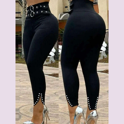 New Arrival High-Waisted Side Slit Pants European and American E-commerce Fast Selling Amazon Best Seller Small Foot Pants