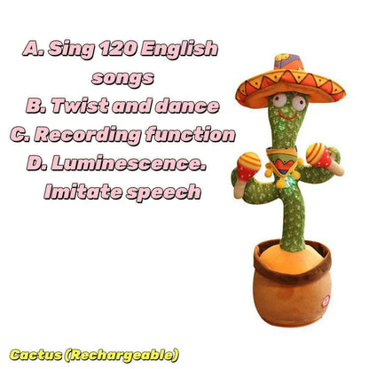 New Dancing Cactus Toys Repeat Talking Songs Wriggle Dancing Sing Toy Talk Plushie Stuffed Toys for Baby Adult Christmas Gifts