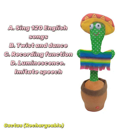 New Dancing Cactus Toys Repeat Talking Songs Wriggle Dancing Sing Toy Talk Plushie Stuffed Toys for Baby Adult Christmas Gifts