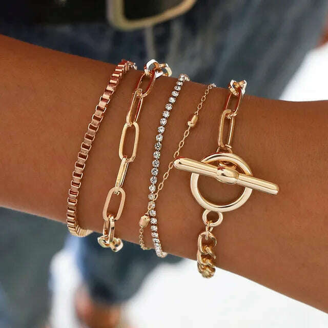 New Fashion Boho Punk Golden Cuff Bracelets & Bangles For Women Love Pulseiras Bangle Set Feminina Jewelry Charm Gifts B051
