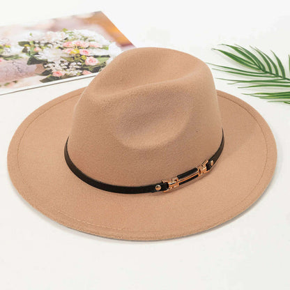 New Fashion Elegant Jazz Hat Woolen Hat Women's Spring Autumn Winter Woolen Fabric Vintage Literature Peaked cap