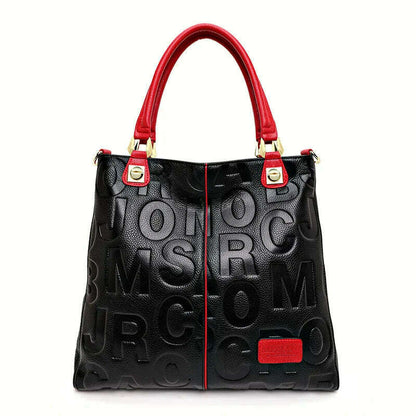 New Fashion Versatile Women's Handheld Shoulder Bag with Large Capacity Letter Printing High Quality Cowhide Tote Bag