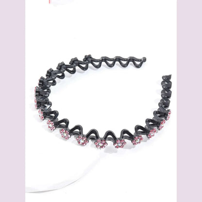 New Non-slip Rhinestone Headbands Solid Wave Hairbands for Women Girls Bezel Fashion Hair Hoop Ladies Boutique Hair Accessories