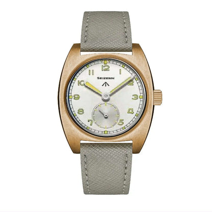NEW Seizenn W10 WW2 Field Watch Retro Arrow Pilot Watch Men Mechanical Manual Hand Wind Luminous Merkur CUSN8 Bronze Turtle Case