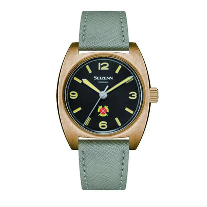 NEW Seizenn W10 WW2 Field Watch Retro Arrow Pilot Watch Men Mechanical Manual Hand Wind Luminous Merkur CUSN8 Bronze Turtle Case