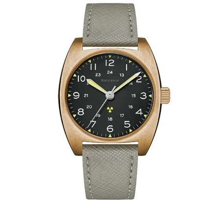 NEW Seizenn W10 WW2 Field Watch Retro Arrow Pilot Watch Men Mechanical Manual Hand Wind Luminous Merkur CUSN8 Bronze Turtle Case
