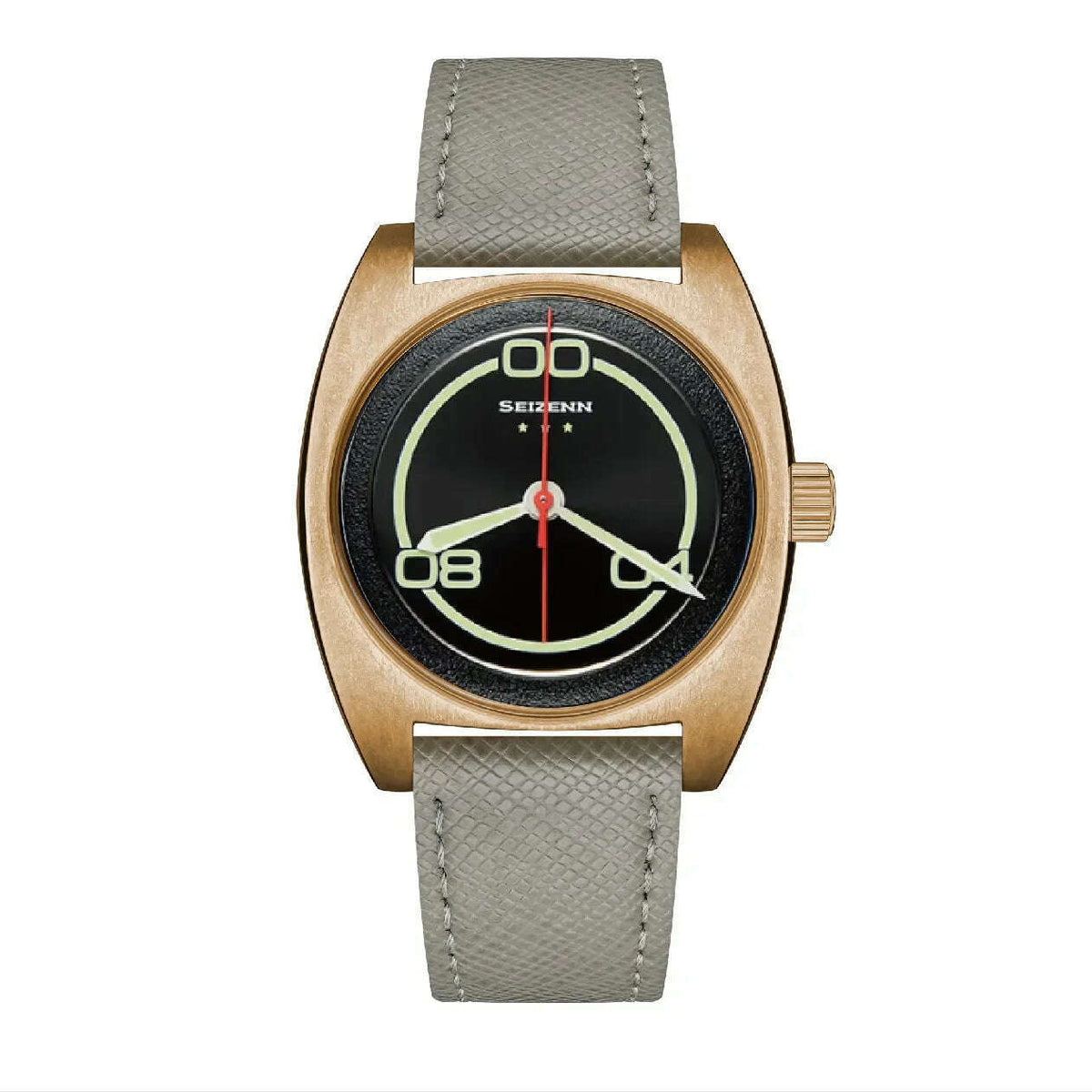 NEW Seizenn W10 WW2 Field Watch Retro Arrow Pilot Watch Men Mechanical Manual Hand Wind Luminous Merkur CUSN8 Bronze Turtle Case