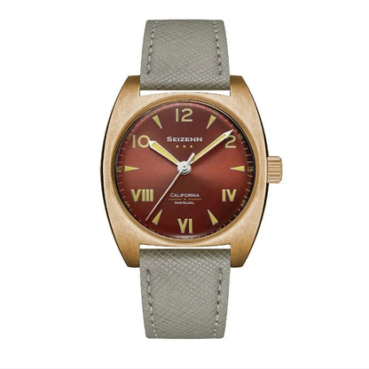 NEW Seizenn W10 WW2 Field Watch Retro Arrow Pilot Watch Men Mechanical Manual Hand Wind Luminous Merkur CUSN8 Bronze Turtle Case