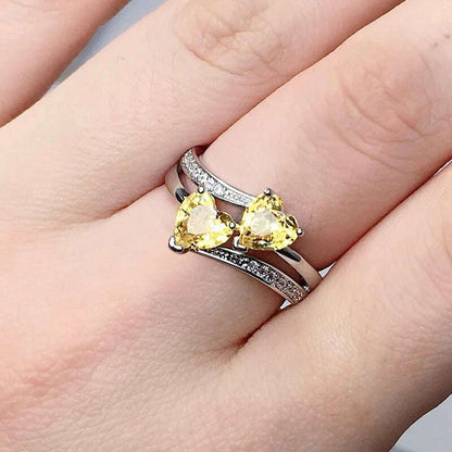New Stylish Female Rings Silver-plated Double Heart-Shaped Cubic Zircons Wedding Ring for Women Girls Nice Gift  Birthday