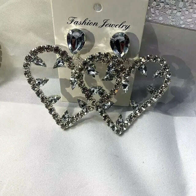 Novelly Rhinestone Geometric Large Flower Shape Stud Drop Earrings for Women Luxury Crystal Long Tassel Wedding Dangle Earrings