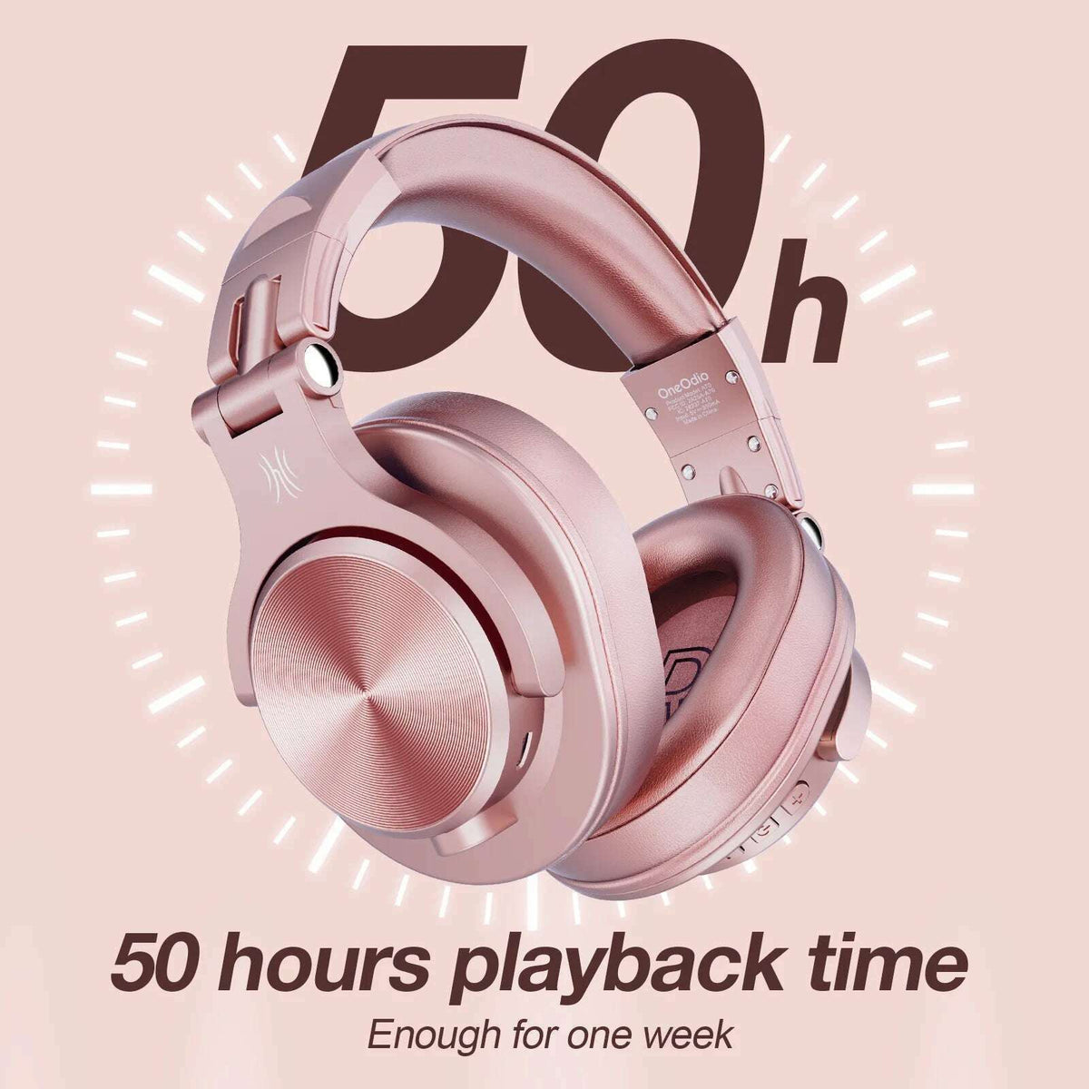 Oneodio A70 Wireless Headphones Sport Bluetooth 5.2 Earphone Over Ear Handsfree Headset With Microphone For Phone Rose Gold
