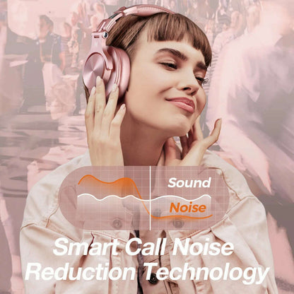 Oneodio A70 Wireless Headphones Sport Bluetooth 5.2 Earphone Over Ear Handsfree Headset With Microphone For Phone Rose Gold