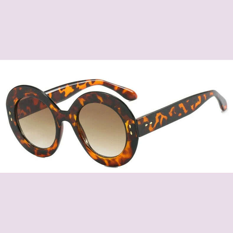 Oversized Round Glasses Frames Women Fashion Clear Lens Optical Eyeglasses Frame Ladies Eyewear Leopard Black