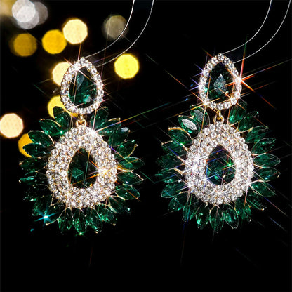 Personalized exaggerated colored glass rhinestone earrings female devil eye earrings