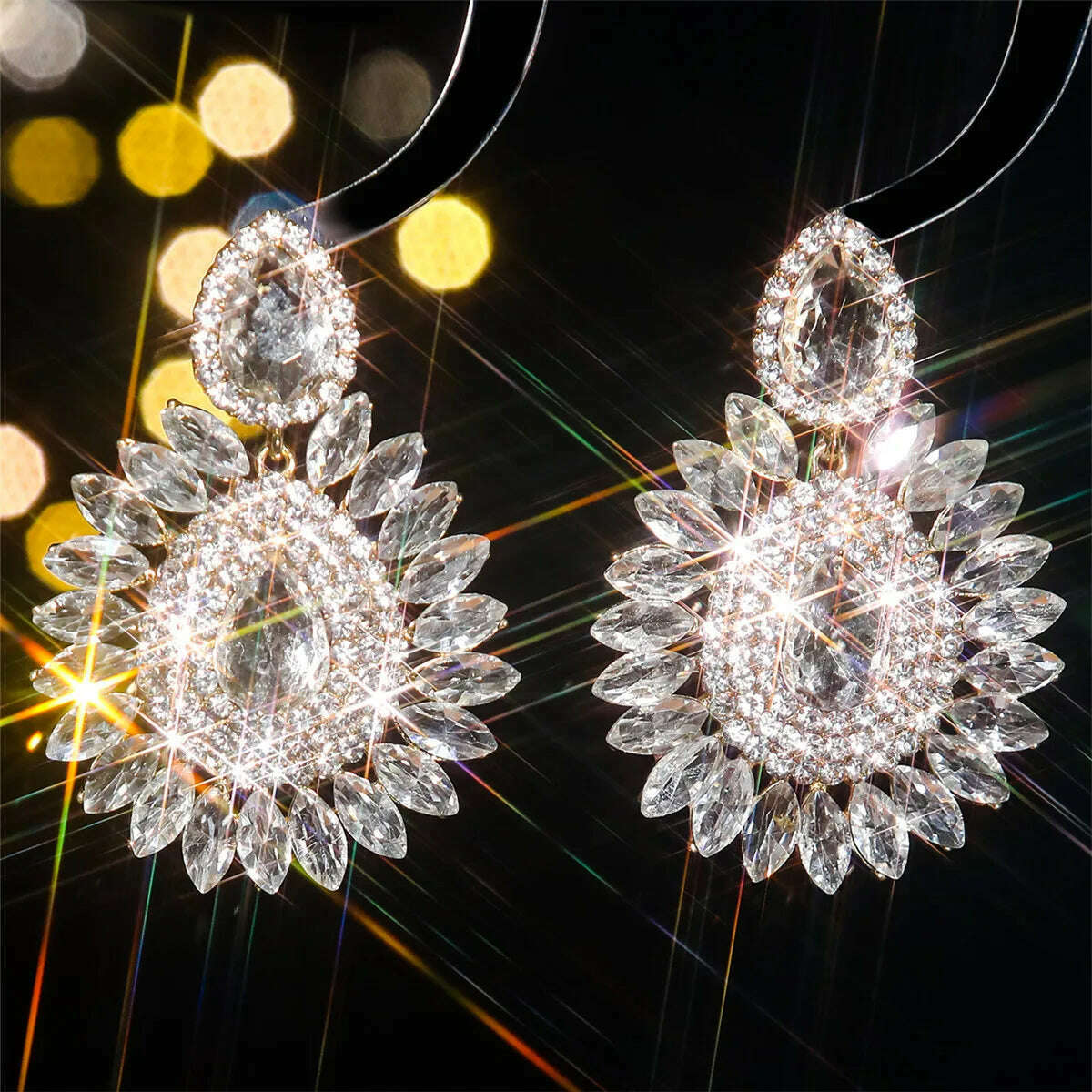 Personalized exaggerated colored glass rhinestone earrings female devil eye earrings