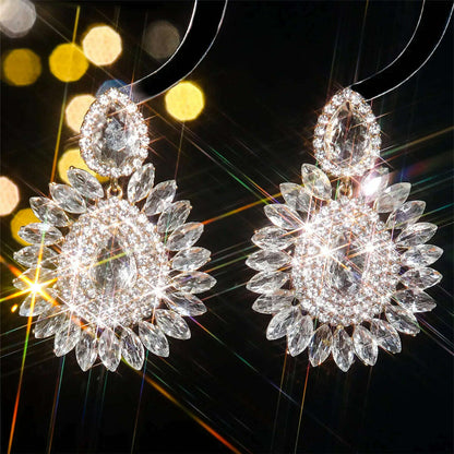 Personalized exaggerated colored glass rhinestone earrings female devil eye earrings