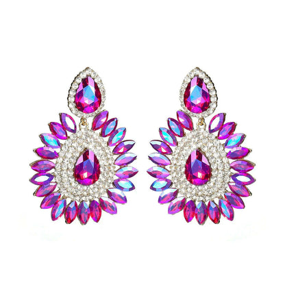 Personalized exaggerated colored glass rhinestone earrings female devil eye earrings
