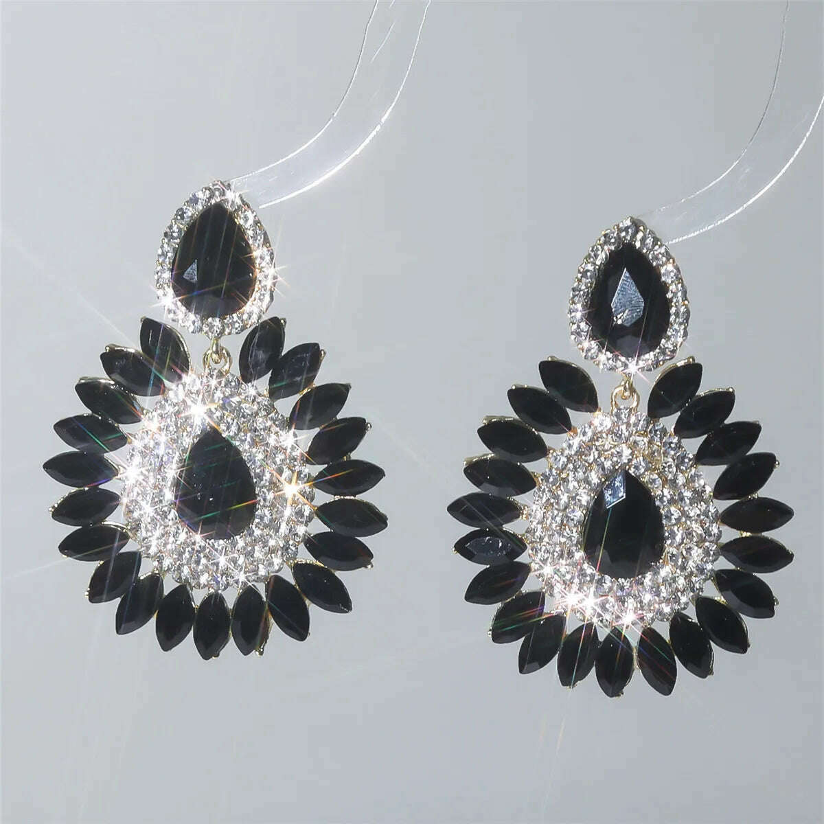 Personalized exaggerated colored glass rhinestone earrings female devil eye earrings