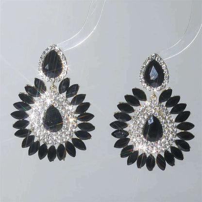 Personalized exaggerated colored glass rhinestone earrings female devil eye earrings