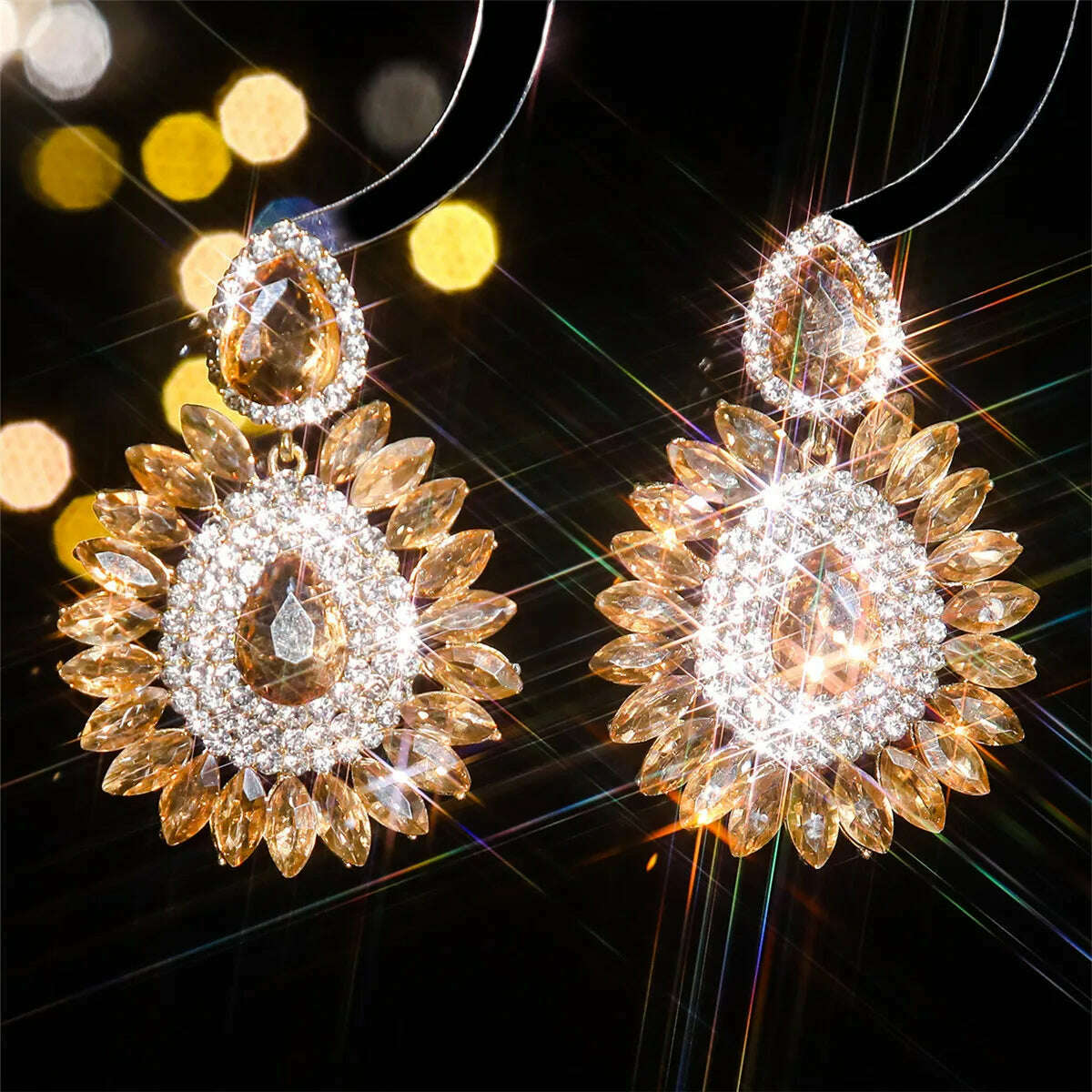 Personalized exaggerated colored glass rhinestone earrings female devil eye earrings