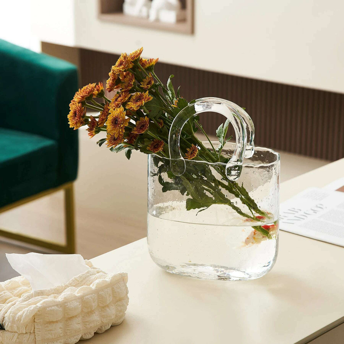 Portable Glass Flower Vase Creative Fish Tank for Goldfish Beautiful Home Desktop Decoration Practical Vase LivingRoom Decor