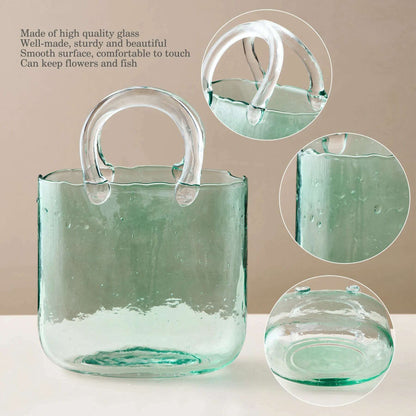 Portable Glass Flower Vase Creative Fish Tank for Goldfish Beautiful Home Desktop Decoration Practical Vase LivingRoom Decor