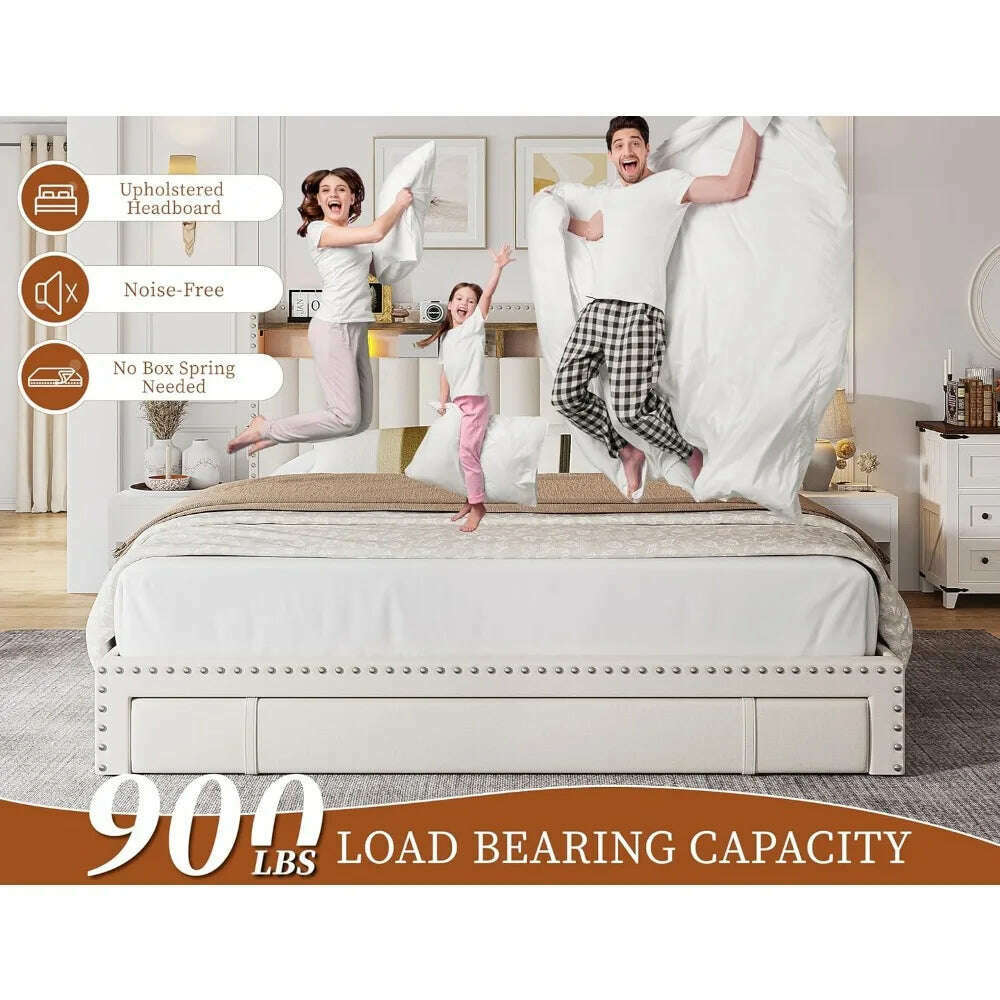 Queen Bed Frame with Headboard and 3 Large Drawers, Upholstered Platform Bed Frame Queen Size with Storage, Queen Size B