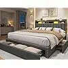 Queen Bed Frame with Headboard and 3 Large Drawers, Upholstered Platform Bed Frame Queen Size with Storage, Queen Size B