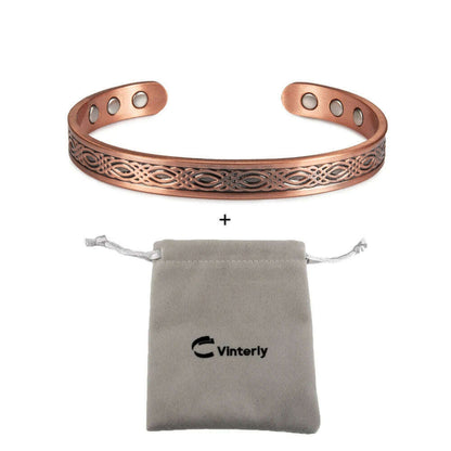 Real Copper Magnetic Bracelet for Women Adjustable Vintage Viking Pure Copper Bracelet &amp; Bangles Cuff Copper Magnetic Bracelet
