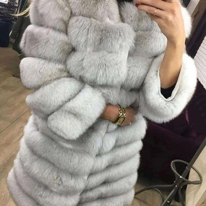 Real Fox Fur Coat Winter Women's Long Sleeves Clothing Wholesale  Fashion Female Natural Fur Jacket On Offer Free Shipping 2023