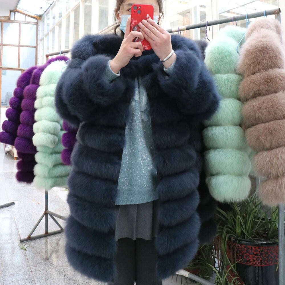 Real Fox Fur Coat Winter Women's Long Sleeves Clothing Wholesale  Fashion Female Natural Fur Jacket On Offer Free Shipping 2023