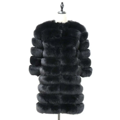 Real Fox Fur Coat Winter Women's Long Sleeves Clothing Wholesale  Fashion Female Natural Fur Jacket On Offer Free Shipping 2023
