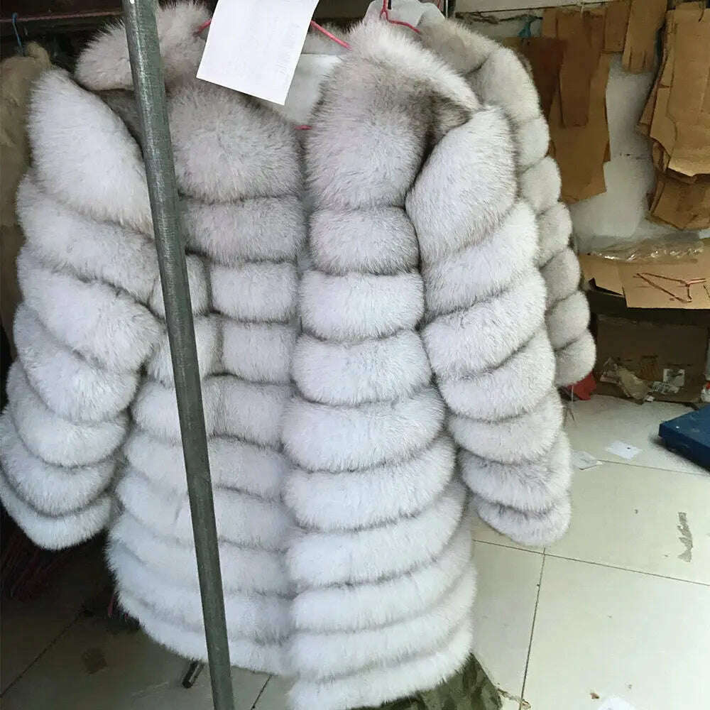Real Fox Fur Coat Winter Women's Long Sleeves Clothing Wholesale  Fashion Female Natural Fur Jacket On Offer Free Shipping 2023