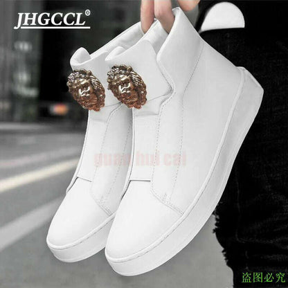 RECOBA Men Shoes Men's Shoe Cow Leather Adult Pigskin Latex Rubber Leather Casual Shoes Sneakers Hot Sale