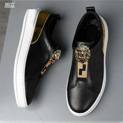 RECOBA Men Shoes Men's Shoe Cow Leather Adult Pigskin Latex Rubber Leather Casual Shoes Sneakers Hot Sale
