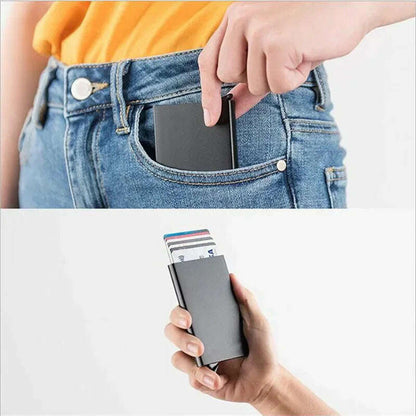 Rfid Credit Card Holder Metal Thin Slim Smart Wallet Men Women Wallets Pop Up Minimalist Small Black Purse Mini Walets for Men