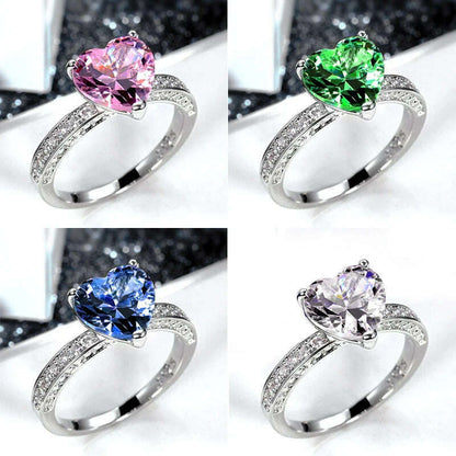 Romantic Pink Heart shaped Ring for Female Cubic Zirconia Bridal Wedding Party  with Minimalist Fashion Jewelry Accessories
