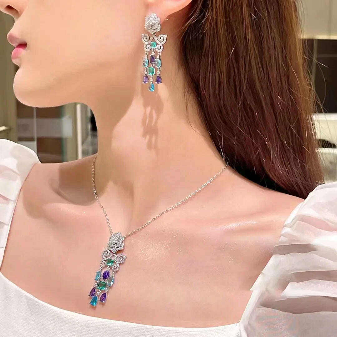 Rose flower butterfly tassel earrings personality luxury creative sense earrings