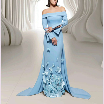 ROSELLA Off Shoulder Evening Dresses Paper Cutting Floor Length Mermaid Formal Occasions Dress with Cape Shawl New 2024