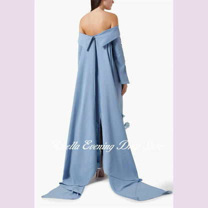 ROSELLA Off Shoulder Evening Dresses Paper Cutting Floor Length Mermaid Formal Occasions Dress with Cape Shawl New 2024