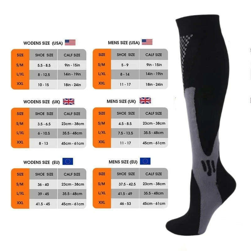S-XXL 3 Pairs Pack/Socks Compression Socks 30 Mmhg Fit For Medical Edema Diabetes Varicose Veins Running Sports Socks Size XXL