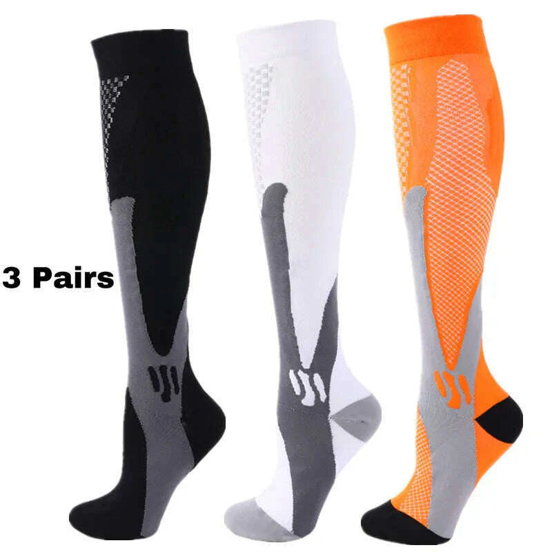 S-XXL 3 Pairs Pack/Socks Compression Socks 30 Mmhg Fit For Medical Edema Diabetes Varicose Veins Running Sports Socks Size XXL
