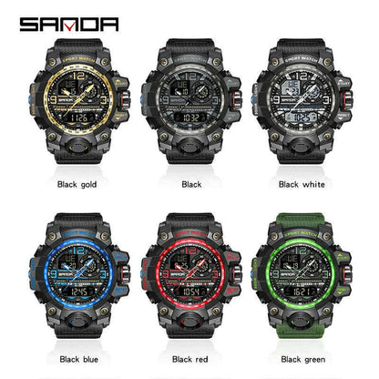 SANDA G style Top Men Watch 50M Waterproof Sports Military Quartz Watch For Male Electron LED Digital Wristwatch Reloj De Hombre