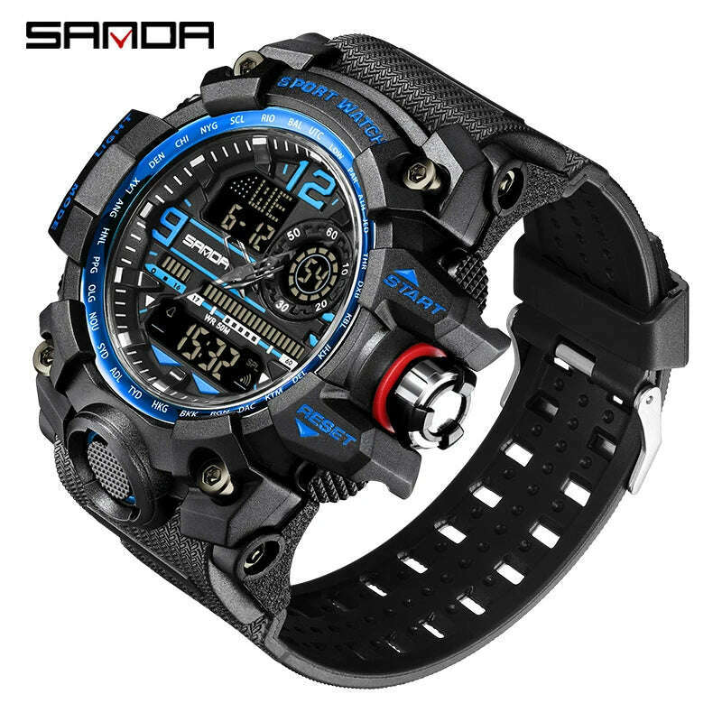 SANDA G style Top Men Watch 50M Waterproof Sports Military Quartz Watch For Male Electron LED Digital Wristwatch Reloj De Hombre